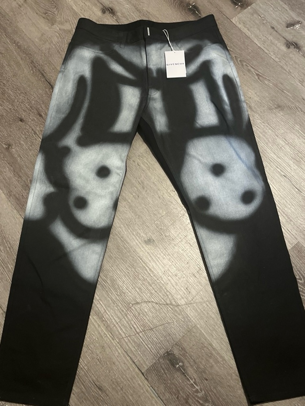 Givenchy Mens Black Bottoms with Gray Spray Graphic